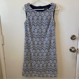 Jessica Howard Navy and White Sequined Lace Dress